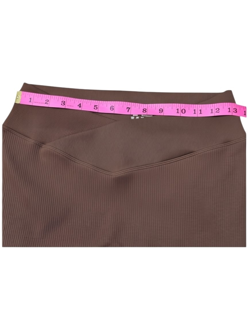 OQQ Ribbed Flare Leggings Brown Size Large High Waist Yoga Pants NWOT - Picture 4 of 9